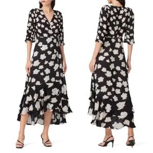 All saints light floral midi tiered wrap dress